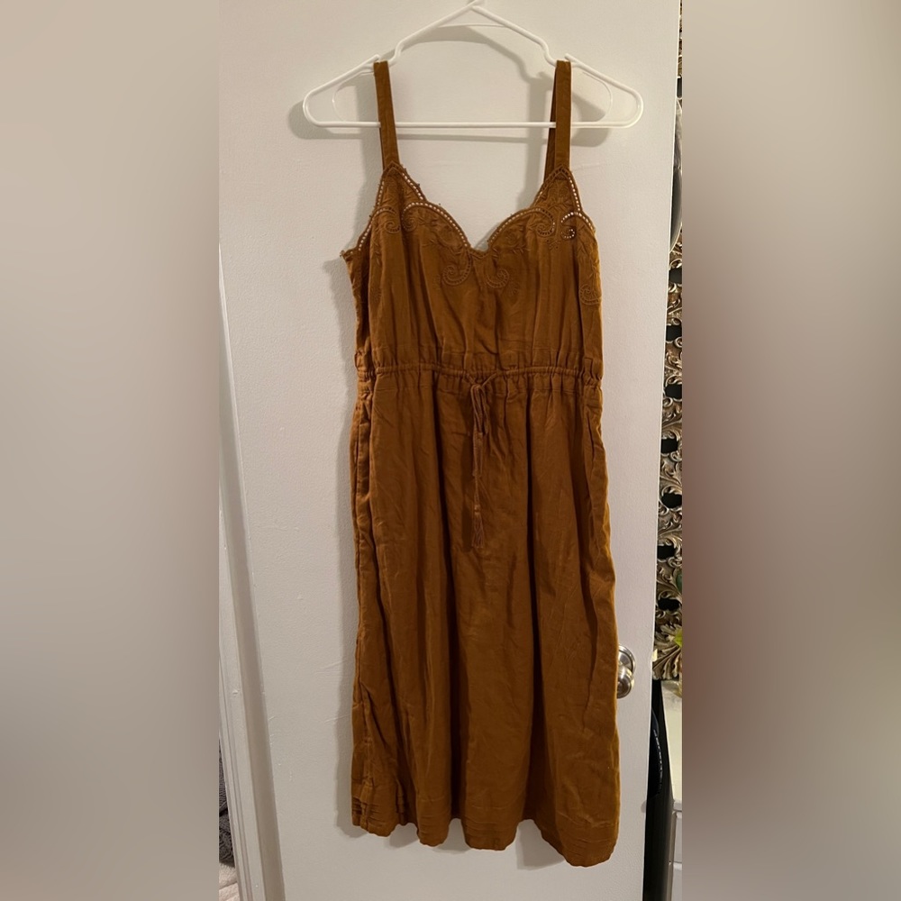 J.Crew Linen Drawstring Embroidered Dress - Picture 5 of 10
